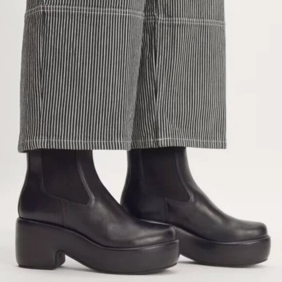 NEW Everlane The Puffa Boot Womens 7 Black Leather Clog Platform Bootie - Picture 3 of 13